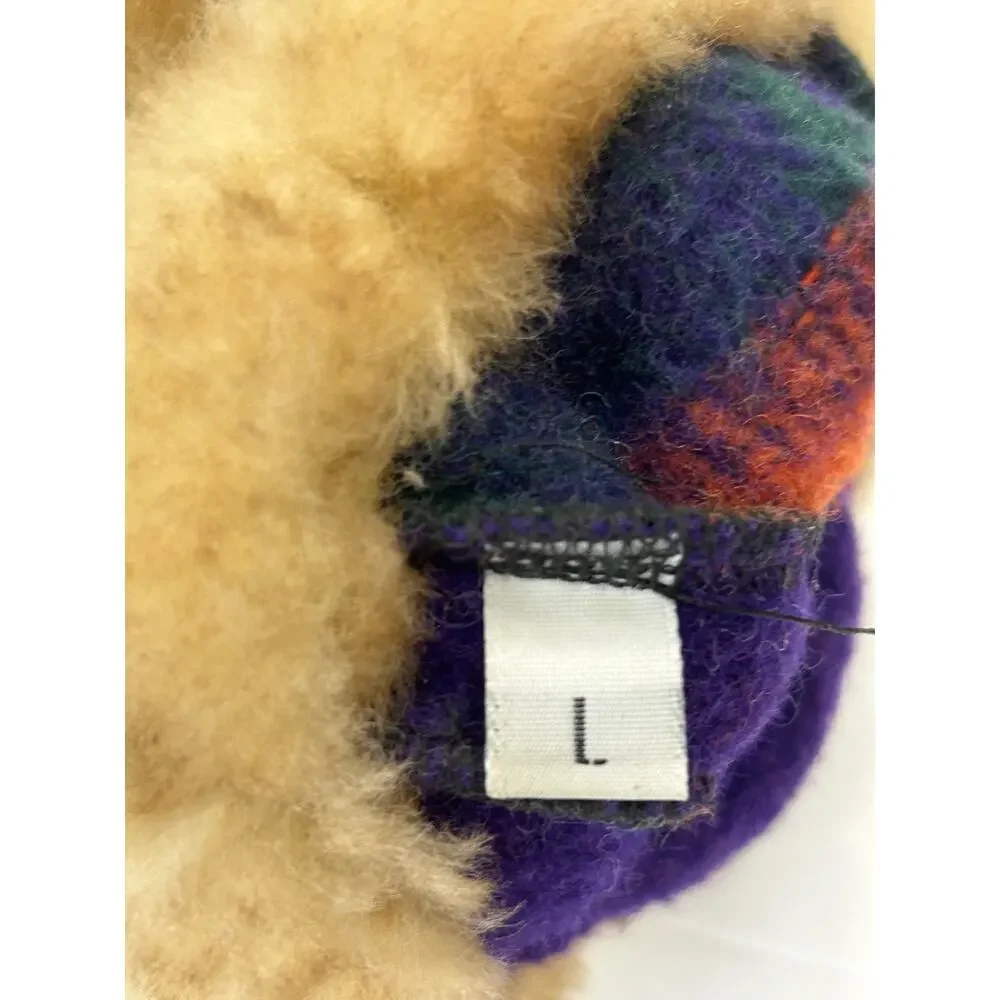 Unbranded Wool Mittens Unisex Large Multicolor Good Faux Fur Trim Striped Winter